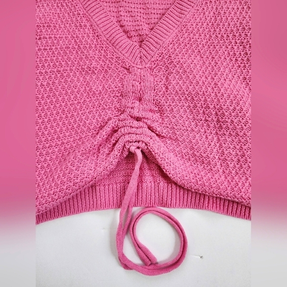 🧶Madden NYC Bright Pink Knit Adjustable Flutter Crochet Womens Top, sz XL - Picture 6 of 16